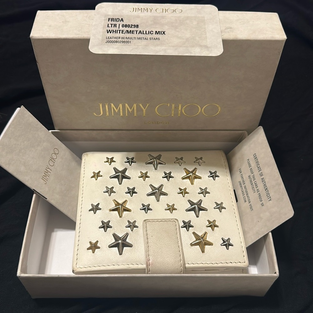Jimmy Choo Leather White with Metallic Stars